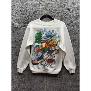 Vintage Tultex 90's Garfield Freeze Graphic Crew Neck Sweater White Mens Size XL